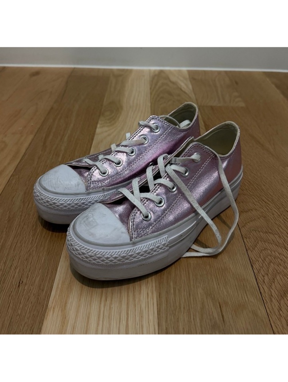converse chuck taylor all star metallic pink platform sneakers women’s size 5.5